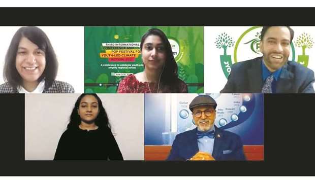 Doha Bank CEO Dr R Seetharaman participating in the u2018Leadership Conversationu2019 as part of the 3rd International Conference and POP Festival for Youth-led Climate Action 2021, which was held virtually.