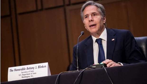 Secretary of State Antony Blinken testifies before the Senate Foreign Relations Committee hearing on the FY2022 State Department Budget Request on Capitol Hill in Washington, DC. Shawn Thew/Pool via REUTERS