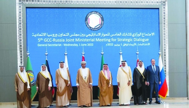 HE the Deputy Prime Minister and Minister of Foreign Affairs Sheikh Mohamed bin Abdulrahman al-Thani with leaders attending the Riyadh meeting.