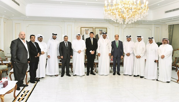 Qatar Chamber first vice chairman Mohamed bin Towar al-Kuwari joins Jordanian Minister of Labour Nayef Stetieh and his accompanying delegation during a meeting held in Doha.