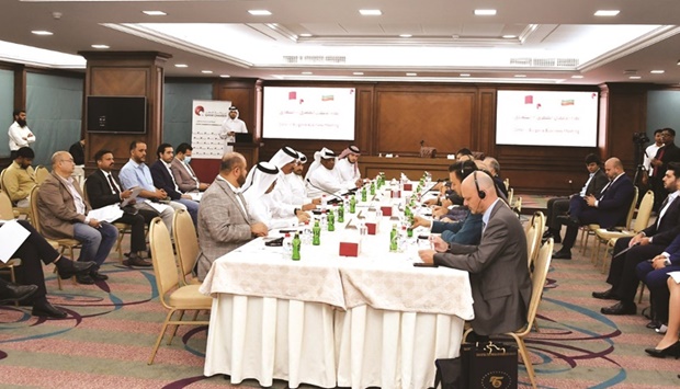 Qatar Chamber officials during a meeting with a trade delegation from Bulgaria.