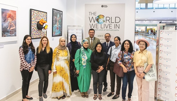 The women artists with Doha Women Forum founder Conchita Ponce and representatives from Doha Festival City, Aisha Sadiq, Hazim Murad and Issam Alaloui.