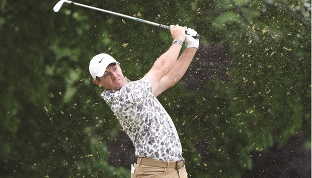 Rory McIlroy plays his shot from the fifth tee during the first round of the US Open in Brookline, Massachusetts, yesterday. (USA TODAY Sports)