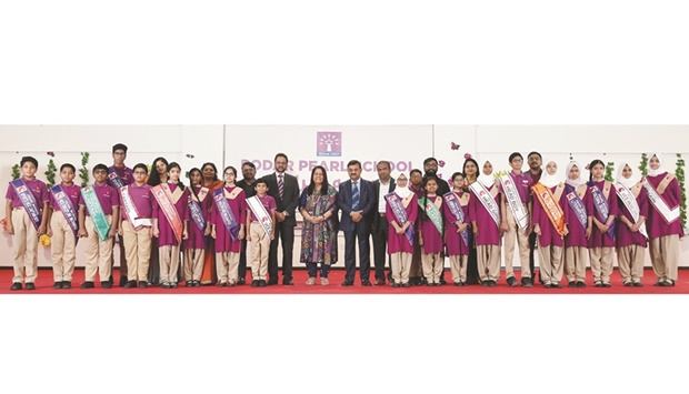 Podar Pearl School recently held the investiture ceremony for the newly appointed student council for both the West Bay and Meshaf campuses. Podar Education Network president Dr Swati Popat Vats, the chief guest, presented the badges to the prefectorial body.