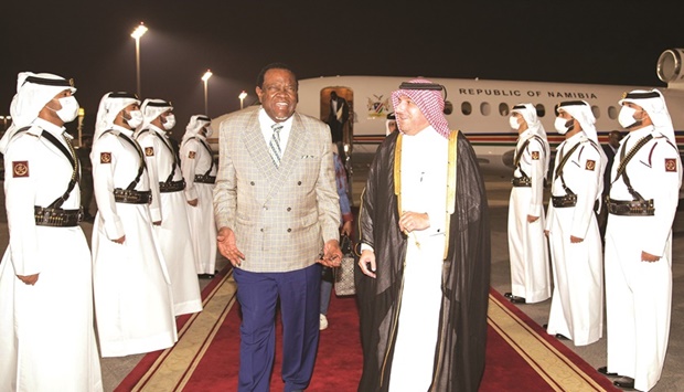The visiting president and the accompanying delegation were received at Doha International Airport by the Director of the Protocol Department, Ibrahim bin Yousif Fakhroo.