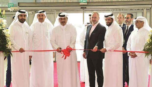 HE the Undersecretary of the Ministry of Commerce and Industry Sultan bin Rashid al-Khater is joined by dignitaries during the official opening of Cityscape Qatar yesterday at the Doha Exhibition and Convention Centre. PICTURE: Shaji Kayamkulam.