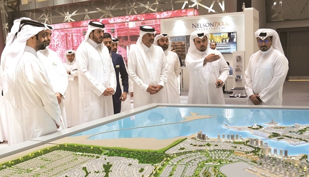HE the Prime Minister and Minister of Interior Sheikh Khalid bin Khalifa bin Abdulaziz al-Thani and other dignitaries touring Cityscape Qatar 2022, which concluded on Wednesday at the Doha Exhibition and Convention Centre.