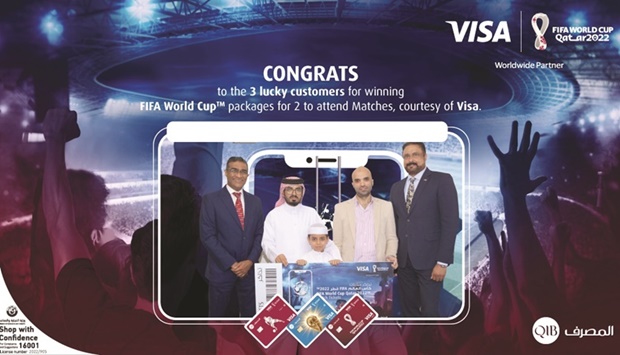 Three winners - Wadha Fehaid al-Marri, Moona Ali Hajaji, and Ahmed Mohamed el-Zakzouky - received packages for two people to attend the quarter-final matches of the World Cup, thanks to Visa.
