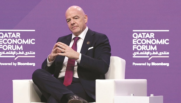 FIFA President Gianni Infantino participated in a session called u2018Countdown to the Greatest Show on Earthu2019 as part of Qatar Economic Forum, Powered by Bloomberg.
