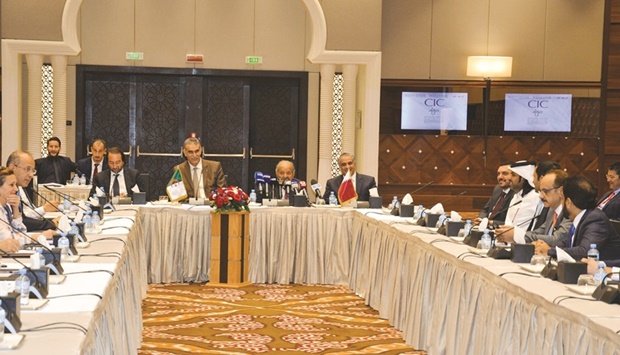 QBA chairman HE Sheikh Faisal bin Qassim al-Thani and the QBA delegation during the second meeting of the Algerian-Qatari Business Council held recently in Algiers.