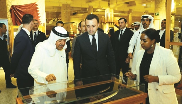 Georgian Prime Minister Irakli Garibashvili and HE Sheikh Faisal bin Qassim al-Thani tour the FBQ Museum.