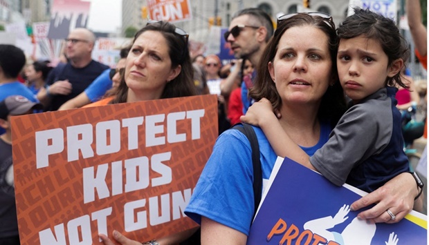 This picture taken on June 11 shows people at a u2018March for Our Livesu2019 rally, one of a series of nationwide protests against gun violence, in New York City.