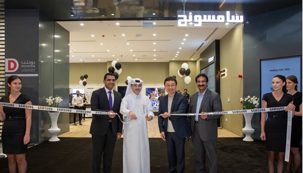 Officials at the launch of the new Samsung outlet at Place Vendome.