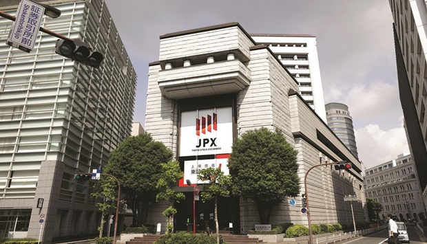 An external view of the Tokyo Stock Exchange. The Nikkei 225 closed up 0.7% to 27,049.47 points yesterday.