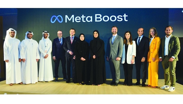 Reem al-Mansoori and Fares Akkad join other dignitaries during a launch event held Wednesday at the Sport Accelerator Qatar Business District. PICTURE: Shaji Kayamkulam