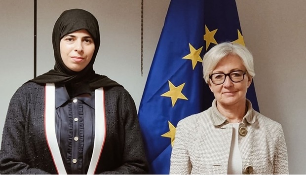 HE the Assistant Foreign Minister Lolwah bint Rashid Al Khater meets in with the Director General of the European Commission's Directorate General for Migration and Home Affairs Monique Pariat