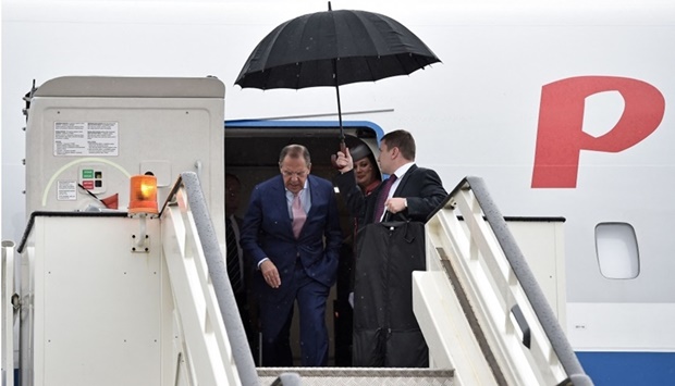 Russian Foreign Minster Sergei Lavrov gets off the airplane at Belgrade's airport in Serbia, where he arrives for on a two day official visit. File photo taken on June 16, 2014
