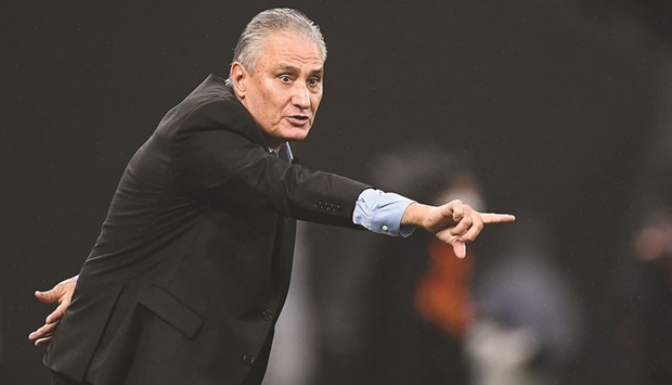 Brazilu2019s head coach Tite gestures during the friendly against Japan at the National Stadium in Tokyo yesterday. (AFP)