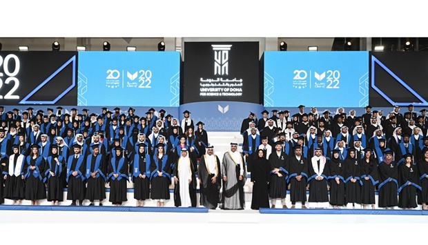 Under the patronage and in the presence of HE the Prime Minister and Interior Minister Sheikh Khalid bin Khalifa bin Abdulaziz al-Thani, the University of Doha for Science and Technology (UDST) held the graduation ceremony of the Class of 2022 on Tuesday.