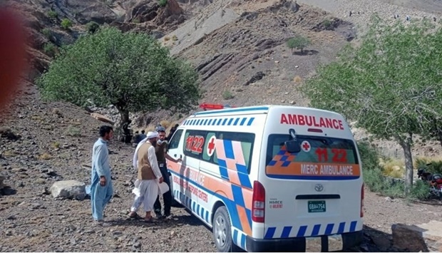 An ambulance at the site if the accident. u2014 Picture courtesy of the Dawn