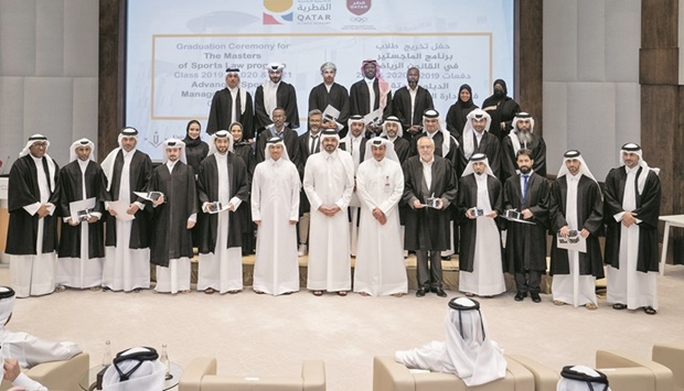 At a well-attended ceremony, the QOC chairman handed over degrees and souvenirs to 57 students who graduated in the Master of Sports Law Program and Diploma in Sports Management affiliated with the QOA.