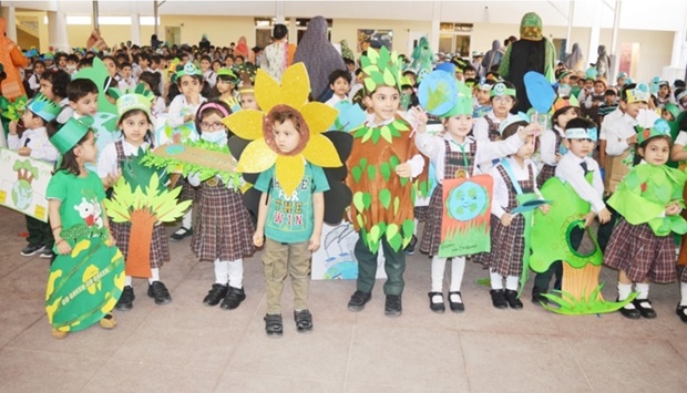 The students showcased numerous models and projects related to pollution, climatic change, saving trees, water and energy, art from waste exhibits, recycling initiatives, waste reduction initiatives.