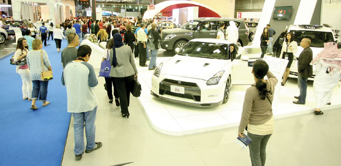 A view of the Nissan pavilion at the motor show.