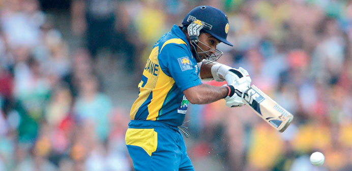 Sri Lankau2019s Mahela Jayawardene plays a shot during the fourth ODI against Australia at the Sydney Cricket Ground yesterday. (AFP)