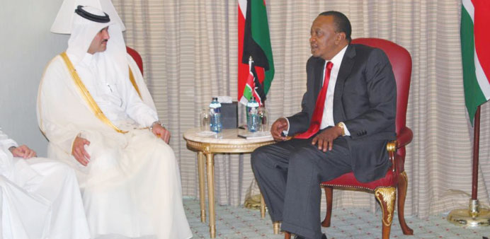 President Kenyatta  with Qatar Investment Authority CEO Ahmad bin Mohamed al-Sayed.
