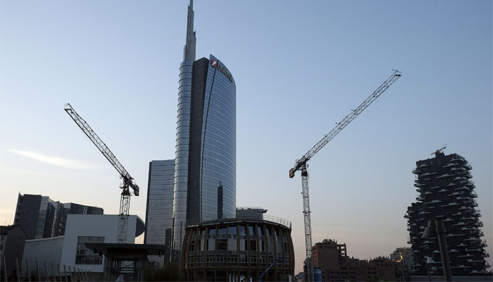 The Unicredit headquaters is seen at Porta Nuova's district downtown Milan February 17, 2015. 