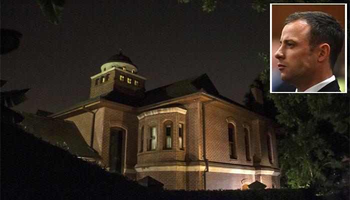 The Pretoria mansion where Oscar Pistorius is serving the rest of his five year sentence. Inset: Pistorius