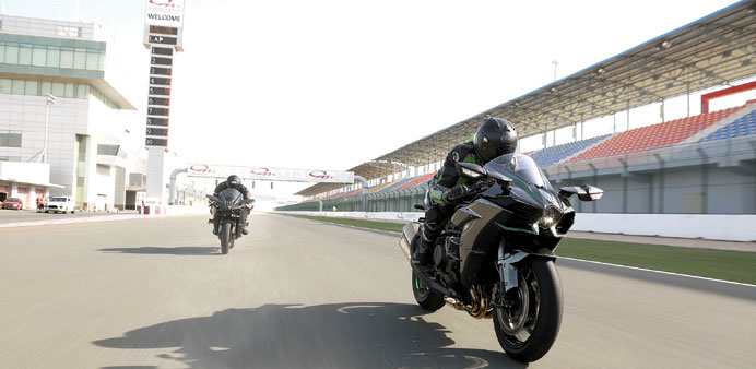 LAUNCH: The two bikes in action at the Losail International Circuit. 