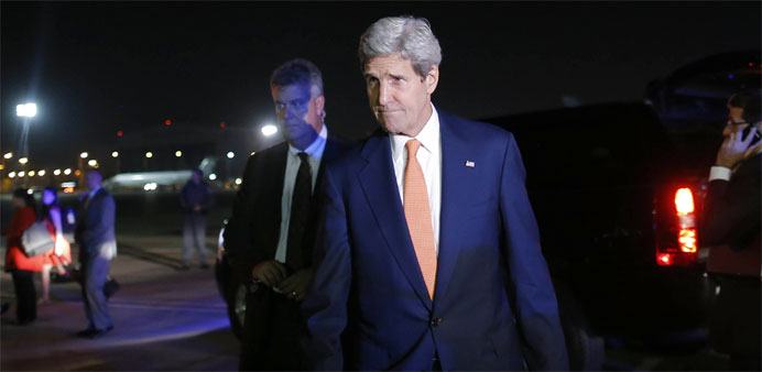 US Secretary of State John Kerry at the Israel airport