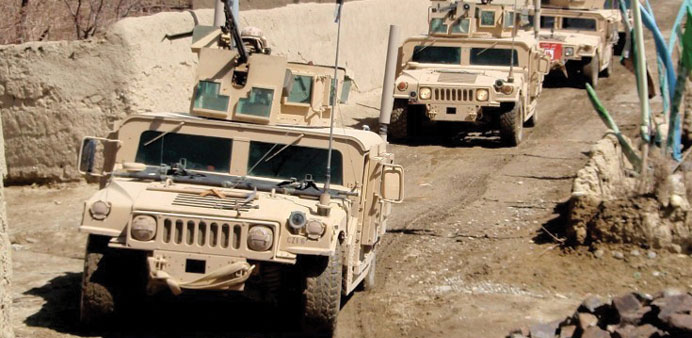 A convoy of Humvees.