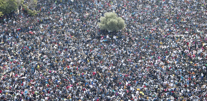 Thousands of African asylum seekers demonstrate in Tel Aviv yesterday.