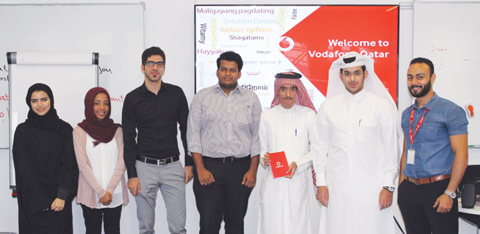 A group of Injaz students during Vodafone Qataru2019s u201cjob shadowing programme.u201d