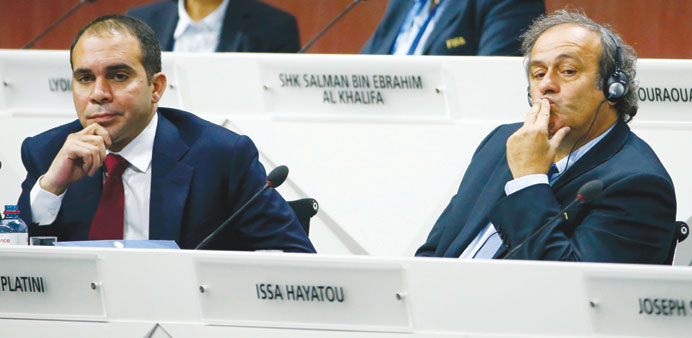 UEFA President Michel Platini (right) with Prince Ali bin al-Hussein of Jordan.