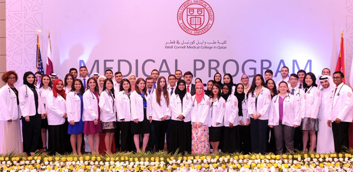 Students with Dr. Sheikh at the White Coat Ceremony