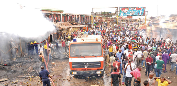 The scene of an explosion at Terminus Market in Jos on Tuesday.
