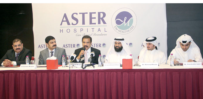 DM Healthcare Group and Al Estiana Real Estate Development company officials announcing the Doha hospital project.