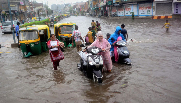 The Indian weather bureau forecast that heavy rain will continue to inundate Gujarat for another 48 hours.