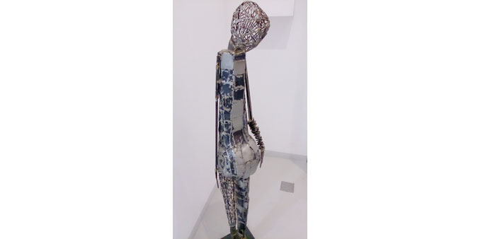 WAR-AFFECTED: Safa shows effects of war in her sculptures. Photos by Umer Nangiana