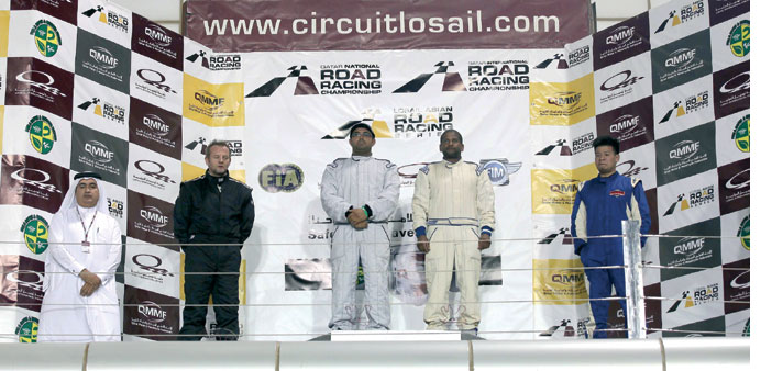 Podium ceremony for the Production Class of the Qatar National Road Racing Championship on Friday.