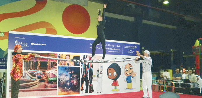 Olympian gymnast Tatyana Yarosh prepares to do a somersault. PICTURES: Joey Aguilar