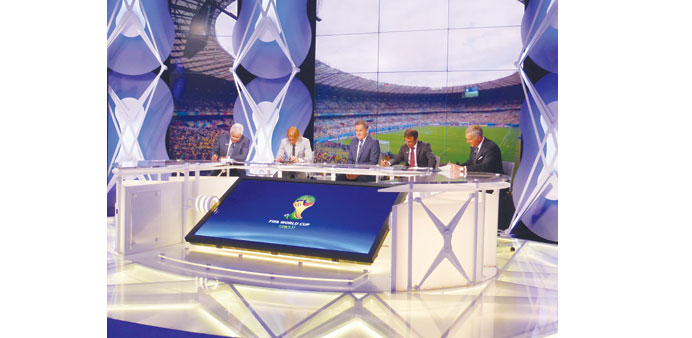 Television pundits for beIN Sports at work during the 2014 World Cup in Brazil.