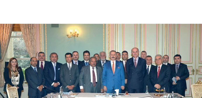 QBA chairman Sheikh Faisal bin Qassim al-Thani, Turkish Minister of Economy Zafer Caglayan with other dignitaries and officials during the Qatari dele