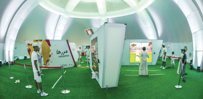 Students of Al Khor School taking part in fun packed activities at a fan zone.