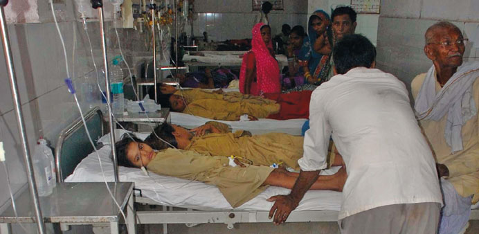 Children who fell ill after drinking milk at a school are being treated at an Agra hospital.