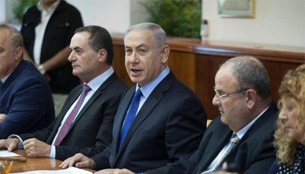 Israeli Prime Minister Benjamin Netanyahu speaks as he opens the weekly cabinet meeting at his Jerusalem office on Sunday.