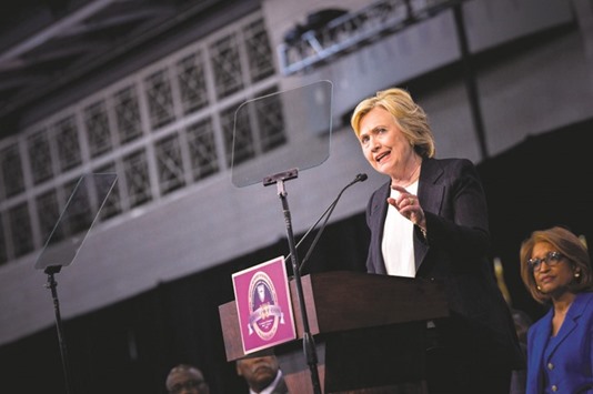 Democratic presidential candidate Hillary Clinton speaking at an event in Philadelphia:  although Clinton professes to prefer small unamplified gatherings to rallies, sheu2019s managed to stay discreetly loud by choosing wireless and lavalier microphones that let her move closer to interlocutors, talkshow-style, without forfeiting her volume edge.